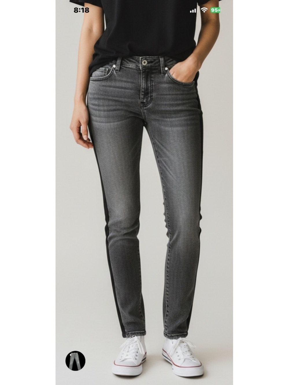 IRO Women's Gray Skinny Jeans with Black Side Stripe, Size
